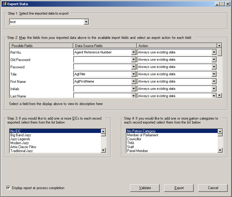 KB Customer Manager export screen