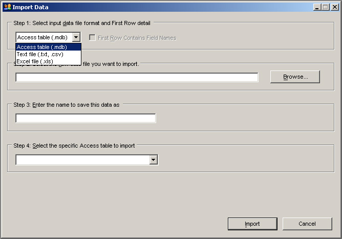 KB Customer Manager import screen