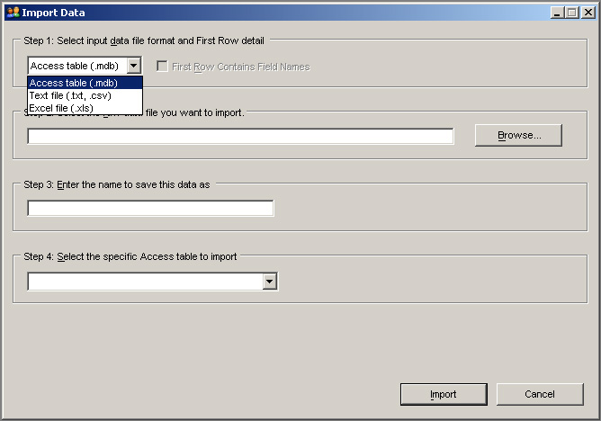 KB Customer Manager import screen KB Customer Manager import screen